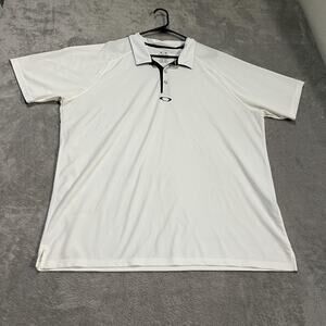 Oakley Polo Shirt Mens 2XL White Hydrolix Golf Performance Regular Fit Polyester